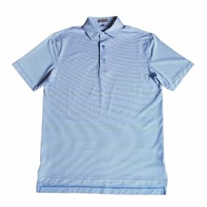 Peter Millar Men's Summer Comfort Crown Sport Golf Polo Blue Striped Small